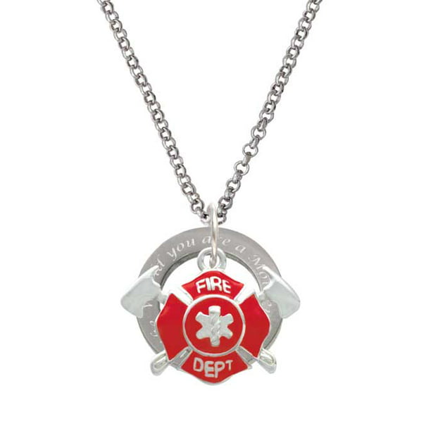 Silvertone Red Fire Department Shield with Axes Niece You Are Loved Circle Bracelet 8 